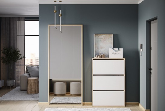 Обувница Луиза‑4 (цвет Белый&nbsp;/ Каштан Песочный, ширина 800&nbsp;мм)