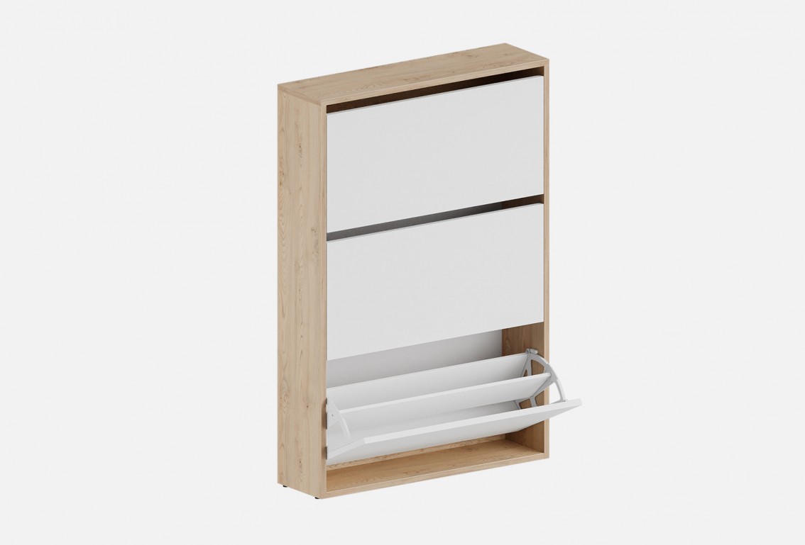 Обувница Луиза‑4 (цвет Белый&nbsp;/ Каштан Песочный, ширина 800&nbsp;мм)