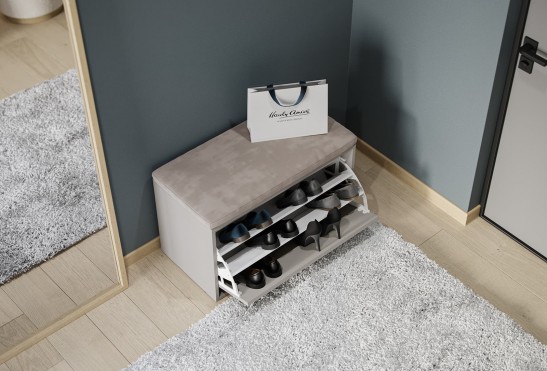 Обувница Луиза‑9 (цвет Ярко‑серый, ширина 800 мм)