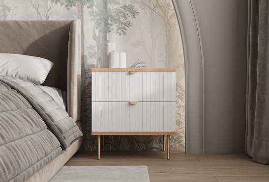 Тумба прикроватная Аврора‑13 (цвет RAL 9003 / Дуб Медовый)