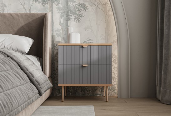 Тумба прикроватная Аврора‑14 (цвет RAL 7000 / Дуб Медовый)