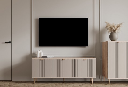 Тумба под ТВ Аврора‑36 (цвет RAL 7044 / Каштан Песочный)