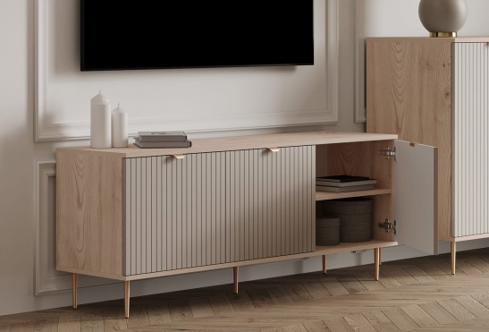 Тумба под ТВ Аврора‑36 (цвет RAL 7044 / Каштан Песочный)