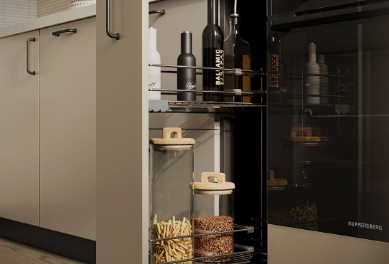 Кухня Эммен‑1‑1 (цвет Матовый Новый Серый&nbsp;/ Гамильтон Натуральный) 