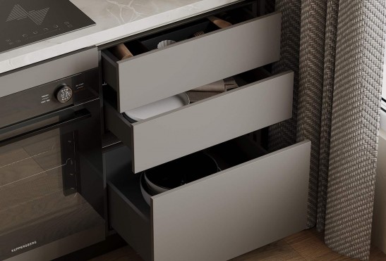 Кухня Эва‑3‑1 (цвет Матовый Темно‑Серый / Матовый Белый)