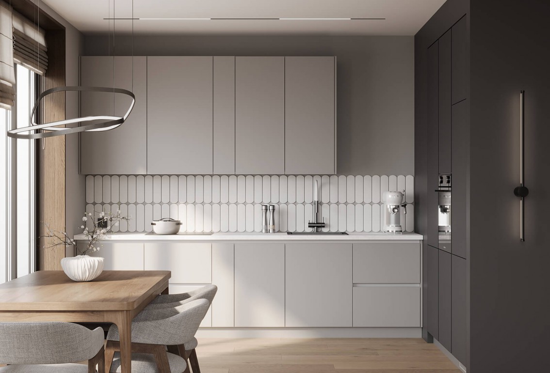 Кухня Прайм‑6‑1 (цвет Туманный&nbsp;/ Бетон) 