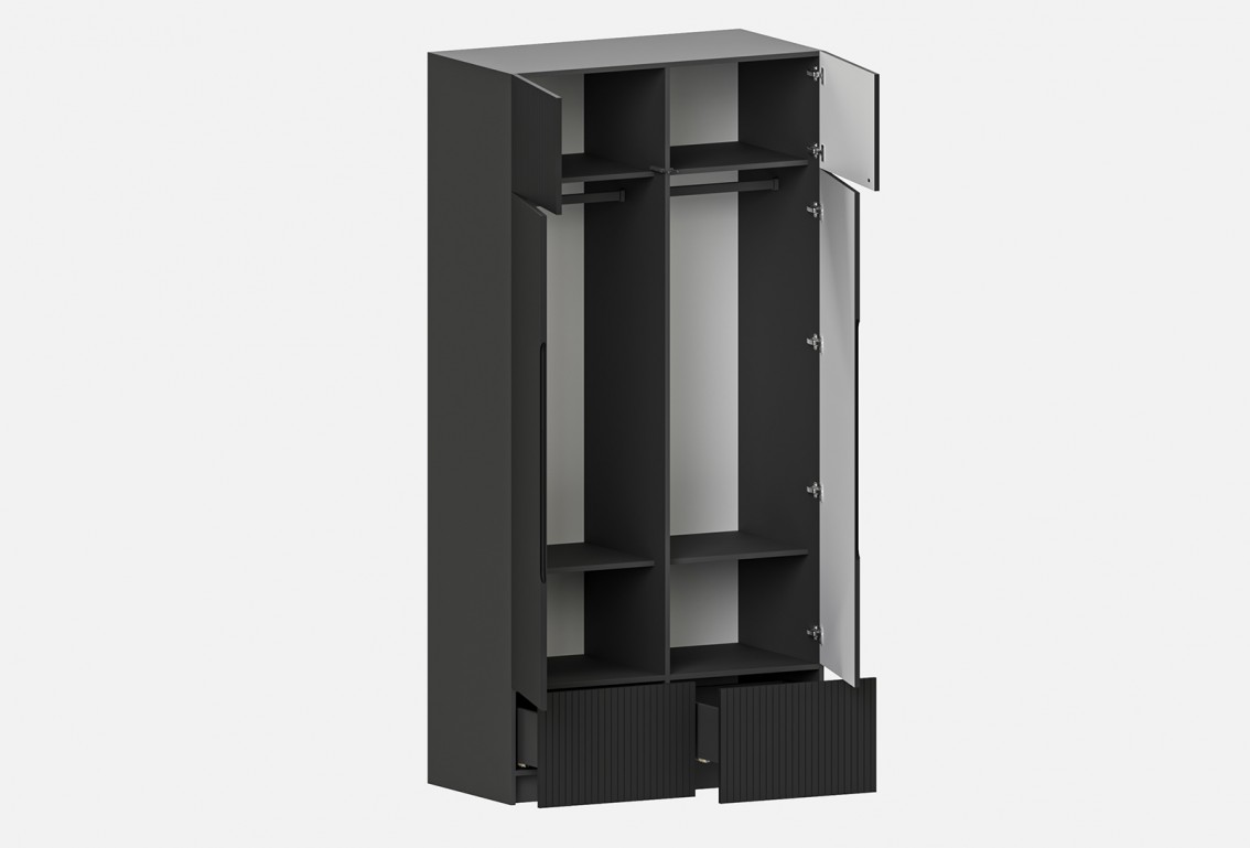 Шкаф Фабио‑1200‑5‑3 (цвет RAL 7022 / Антрацит, ширина 1200 мм)