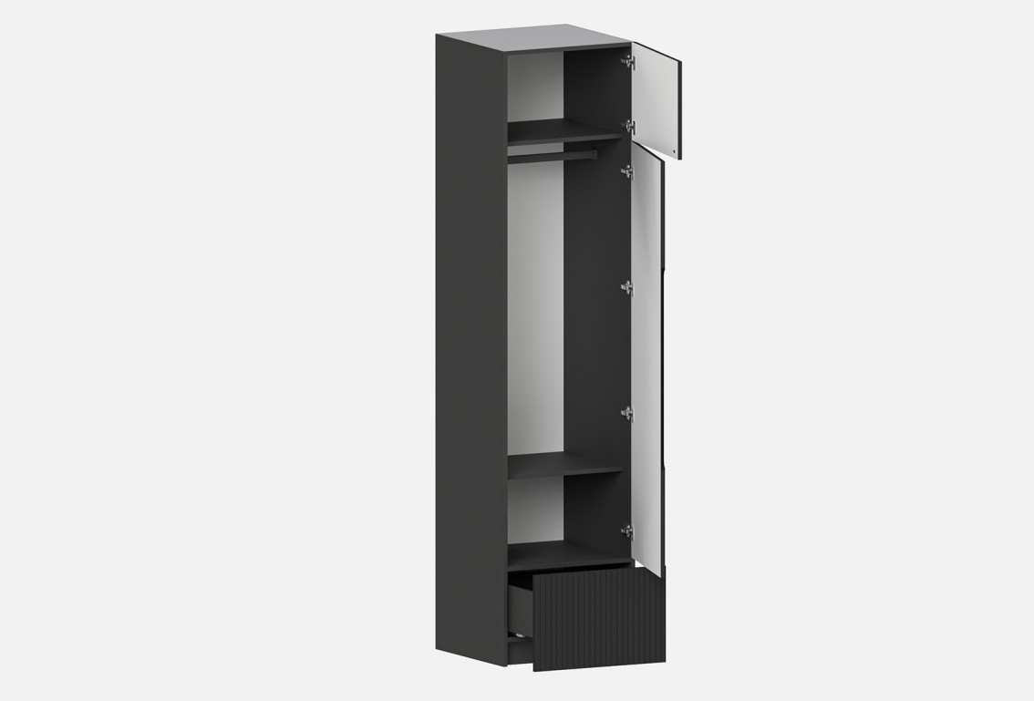 Шкаф Фабио‑600‑1‑3 (цвет RAL 7022 / Антрацит, ширина 600 мм)