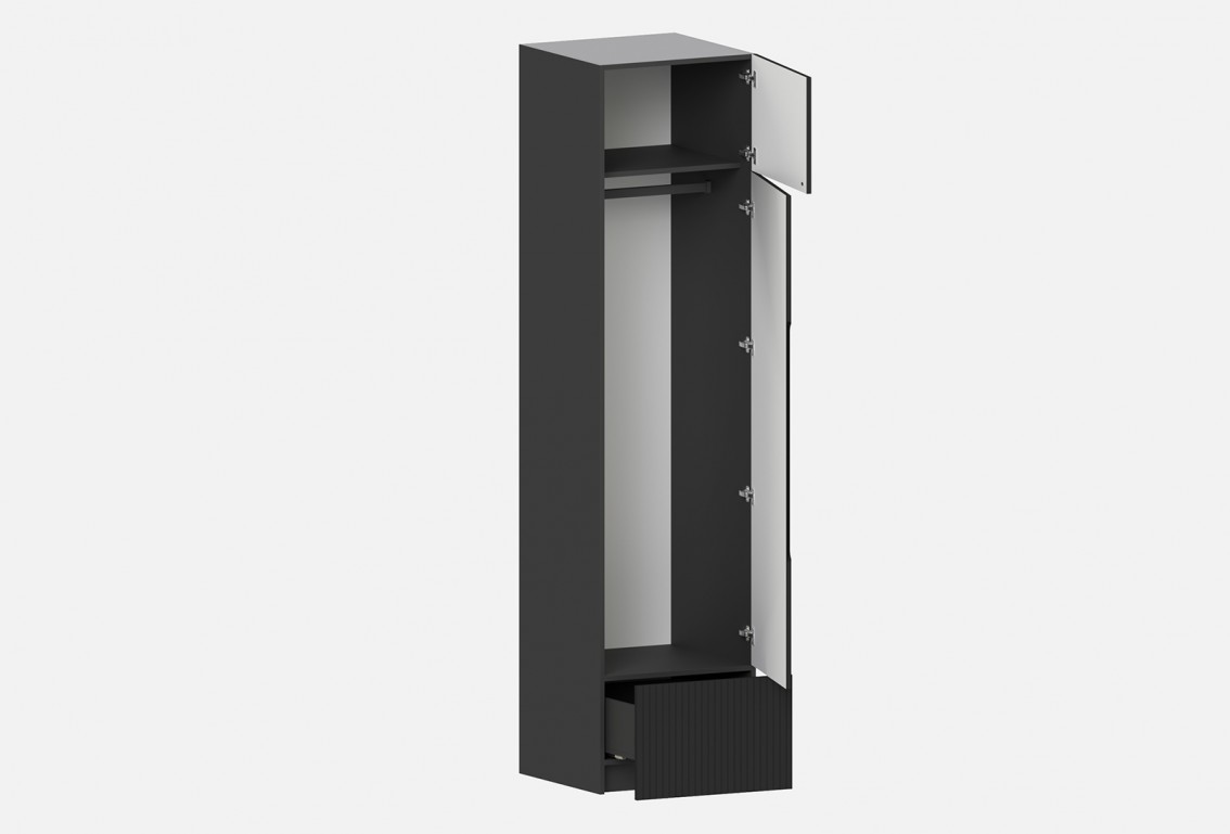 Шкаф Фабио‑600‑2‑3 (цвет RAL 7022 / Антрацит, ширина 600 мм)