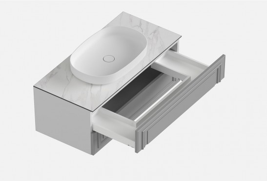 Тумба подвесная с выдвижными ящиками Флоренция‑4‑4 (цвет&nbsp;RAL&nbsp;7042, ширина 1000&nbsp;мм)