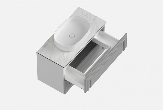 Тумба подвесная с выдвижными ящиками Флоренция‑4‑1 (цвет&nbsp;RAL&nbsp;7042, ширина 700&nbsp;мм)