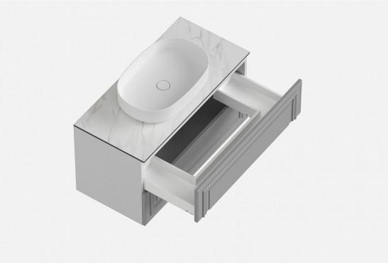 Тумба подвесная с выдвижными ящиками Флоренция‑4‑2 (цвет&nbsp;RAL&nbsp;7042, ширина 800&nbsp;мм)