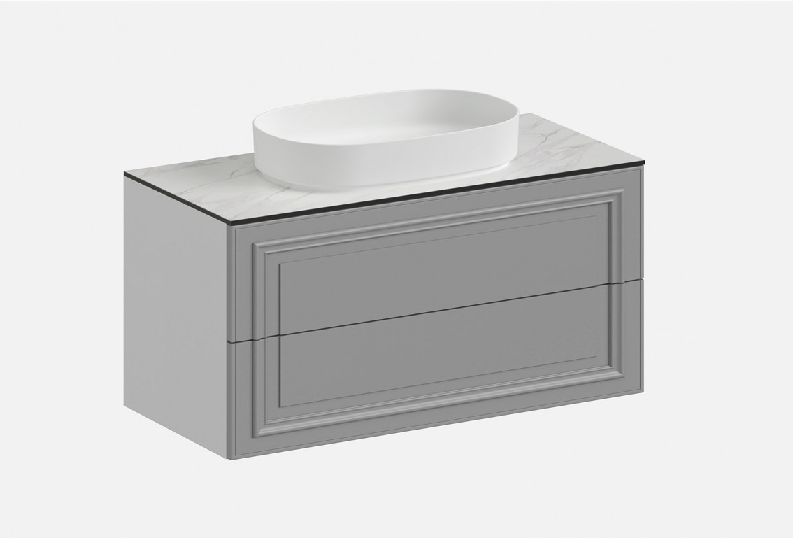 Тумба подвесная с выдвижными ящиками Флоренция‑4‑3 (цвет&nbsp;RAL&nbsp;7042, ширина 900&nbsp;мм)