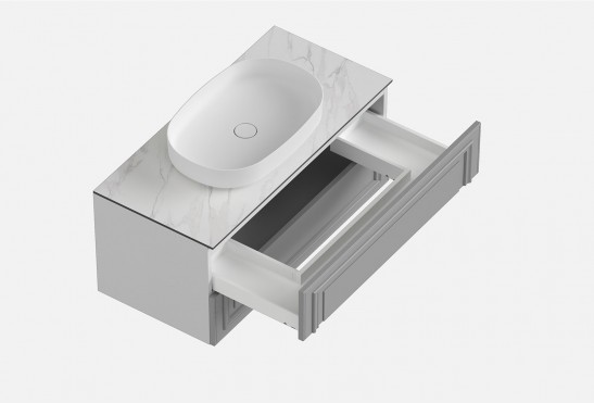 Тумба подвесная с выдвижными ящиками Флоренция‑4‑3 (цвет&nbsp;RAL&nbsp;7042, ширина 900&nbsp;мм)