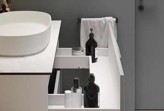 Тумба подвесная с выдвижными ящиками Флоренция‑4‑2 (цвет&nbsp;RAL&nbsp;7042, ширина 800&nbsp;мм)