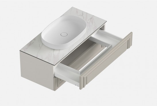 Тумба подвесная с выдвижными ящиками Флоренция‑2‑4 (цвет&nbsp;RAL&nbsp;7044, ширина 1000&nbsp;мм)