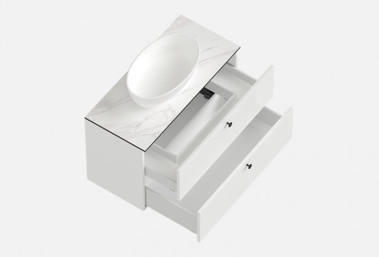 Тумба подвесная с выдвижными ящиками Грейс‑1‑4 (цвет Белый Глянец, ширина 1000 мм)