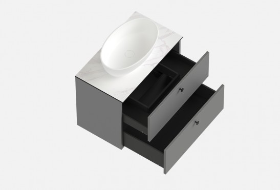 Тумба подвесная с выдвижными ящиками Грейс‑3‑2 (цвет Серый Мат, ширина 800 мм)