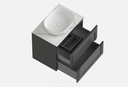 Тумба подвесная с выдвижными ящиками Рико‑3‑3 (цвет NCS S 7500‑N / Графит, ширина 900 мм)
